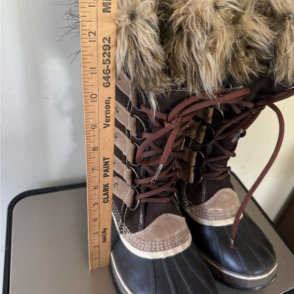 Sorel Joan Of Arctic 1540 Tall Faux Fur Cuff Winter Snow Duck Boots Woman's 8 - Picture 8 of 11